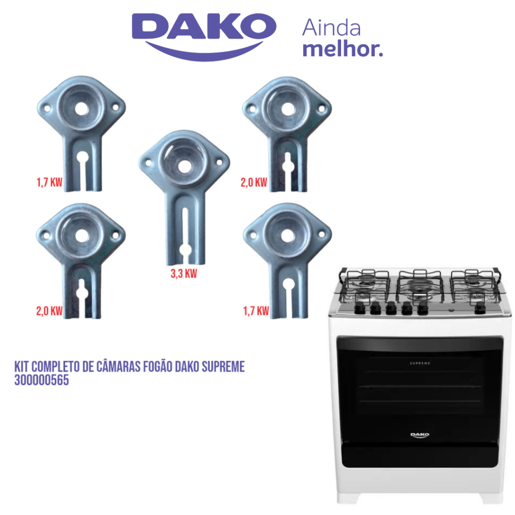 CONJUNTO CÂMARAS SUPORTE CAIXA AR SEM INJETOR  FOGÃO DAKO SUPREME NESA INOX ORIGINAL ENVIO IMEDIATO