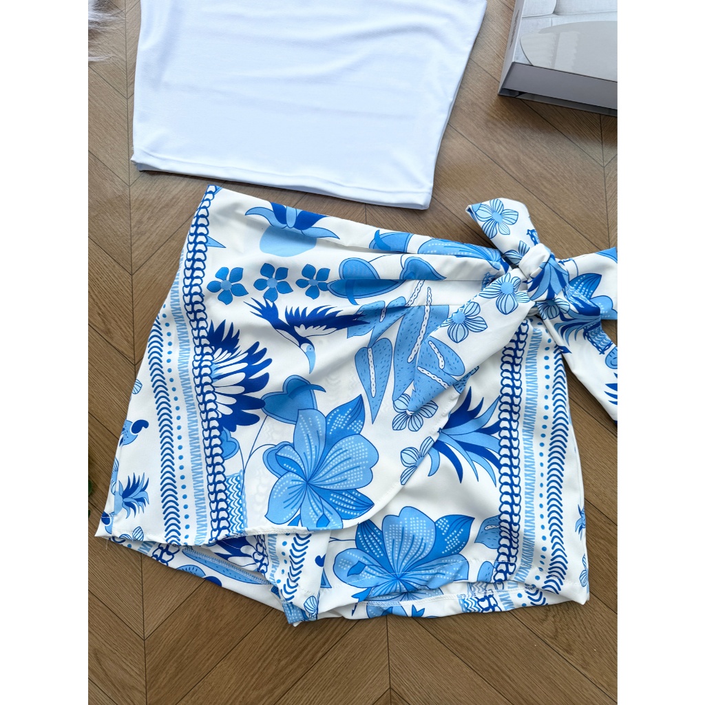 LCQ Saia com short com forró / estampado /moda feminina 1111