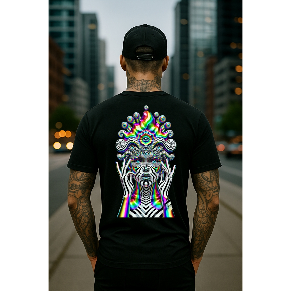 Camiseta Psicodelia Rave Estampada 100% Algodão Camisa StreetWear