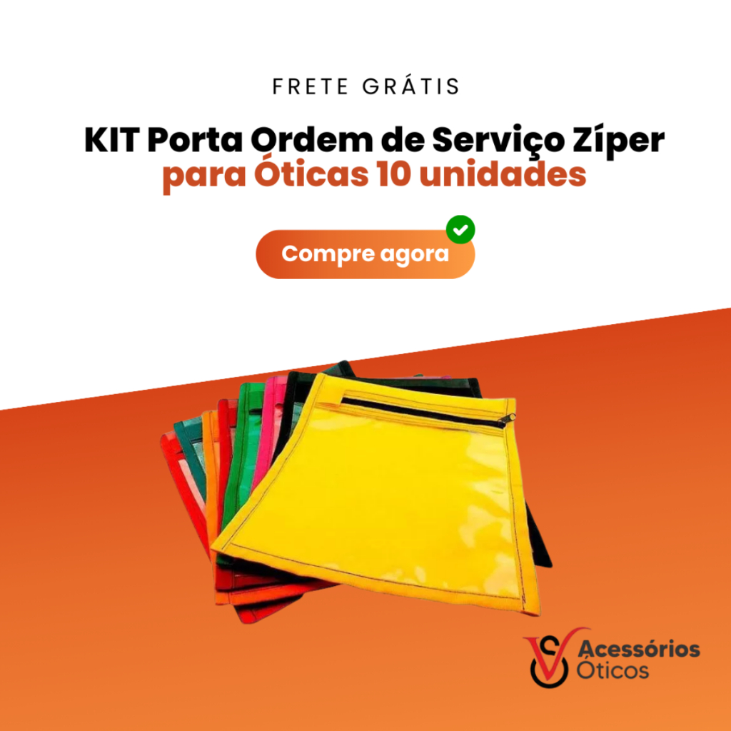KIT Porta Ordem de Serviço Zíper para Óticas 10 unidades