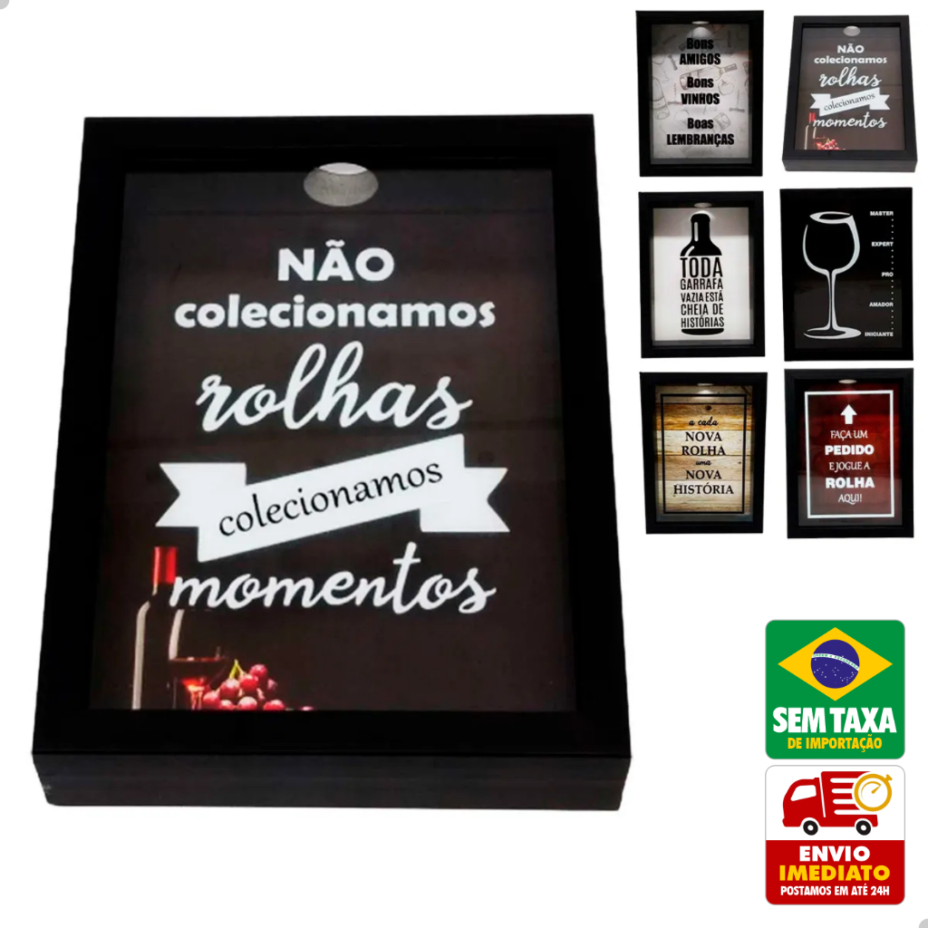 Quadro Porta Rolhas Vinho 20x25cm Plástico Acrílico Transparente Decoração Criativa Amigold em Oferta na Shopee