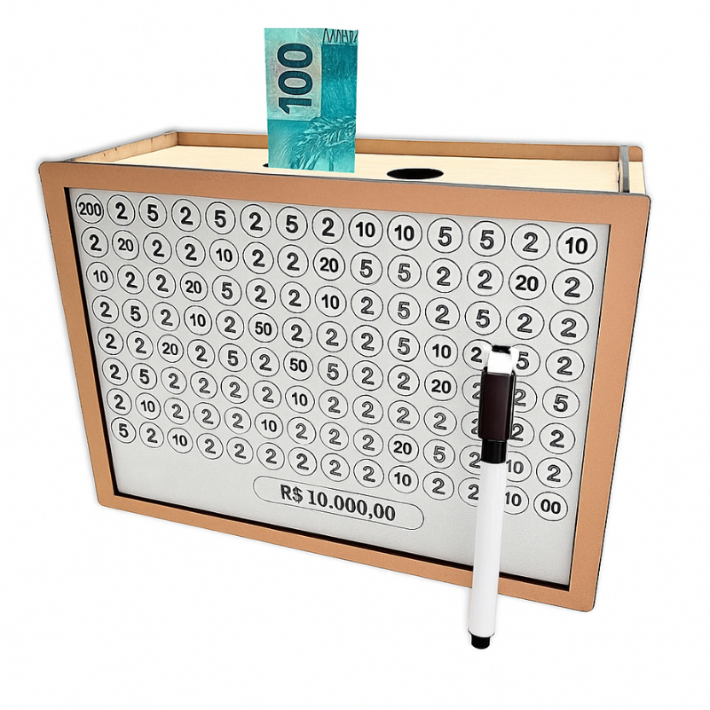 Cofre Desafio 10mil/5mil/1mil - Caixa Dinheiro De Madeira - Método Japonês - Escolha seu Objetivo em Oferta na Shopee