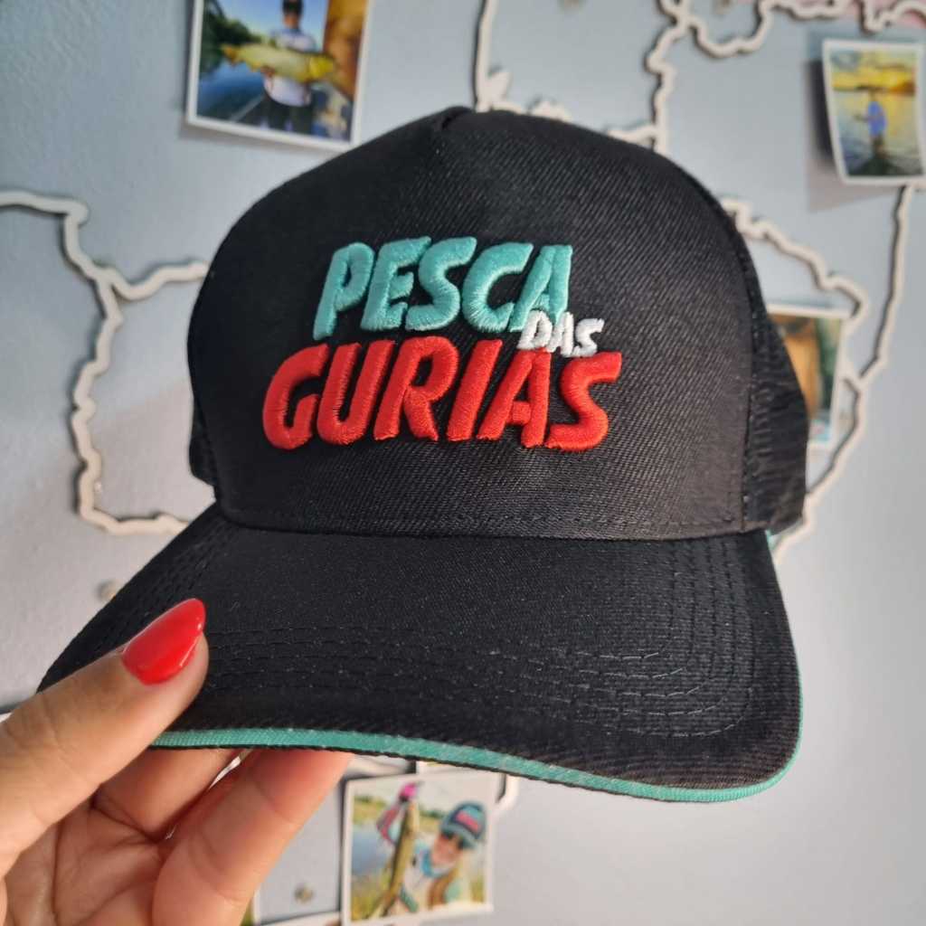 BONÉ PRETO feminino para pescaria - PESCA DAS GURIAS - TRUCKER