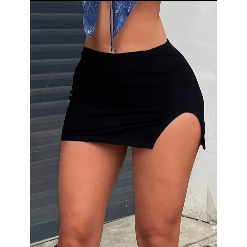 Mini Saia feminina com fenda suplex com elastano em Oferta na Shopee