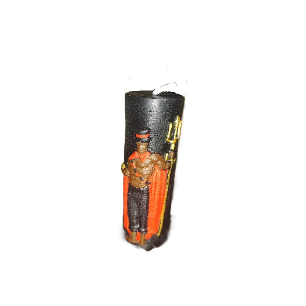 Vela Exú em Parafina Premium Preta -  Artesanal e Pintada à Mão - Umbanda / Candomble