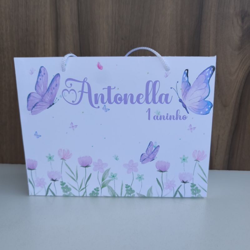 Sacolinha Personalizada Jardim das Borboletas Lilás - Pegue e Monte em Oferta na Shopee