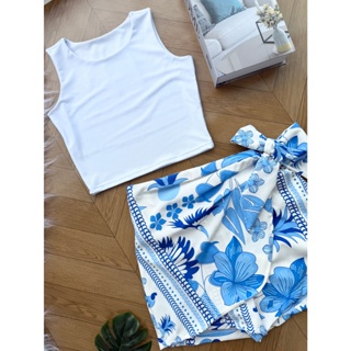 AZALEA Conjunto 2pcs de cropped suplex com saia com short com forrado\estampado\moda feminina 100 em Oferta na Shopee