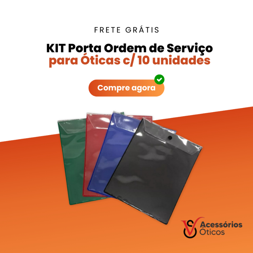 KIT Porta Ordem de Serviço Botão para Óticas 10 unidades