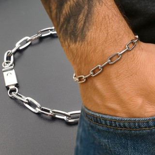 Pulseira Bracelete Aço Inox Elo Alongado Escolha O Tamanho
