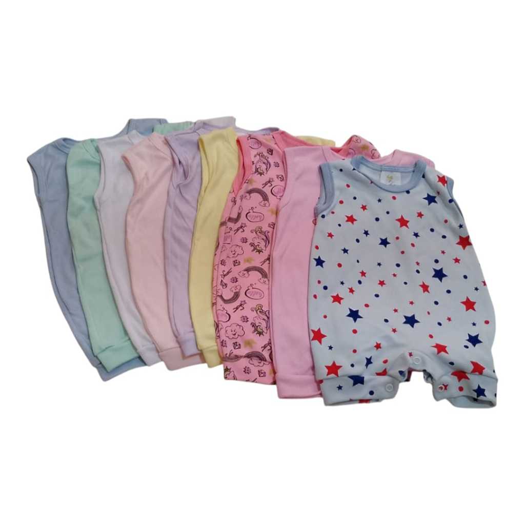 Macacão Body Bebê Regata Infantil sem Manga Diversas Estampas Menino Menina
