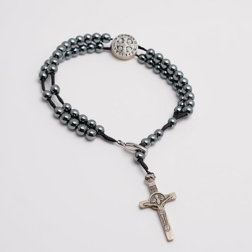 Terço de Pulso Pulseira Hematita São Bento em Oferta na Shopee