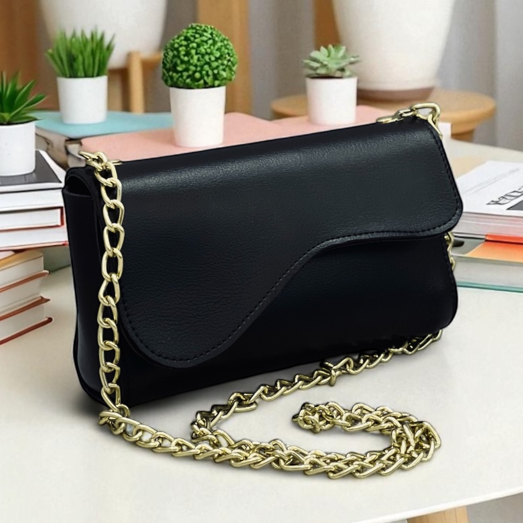 Bolsa feminina pequena corrente reforçada transversal e ombro fechamento em dois imãs cabe celular