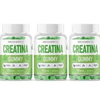 3 potes de Creatina Gumy samurai Nutrition sabor maçã verde