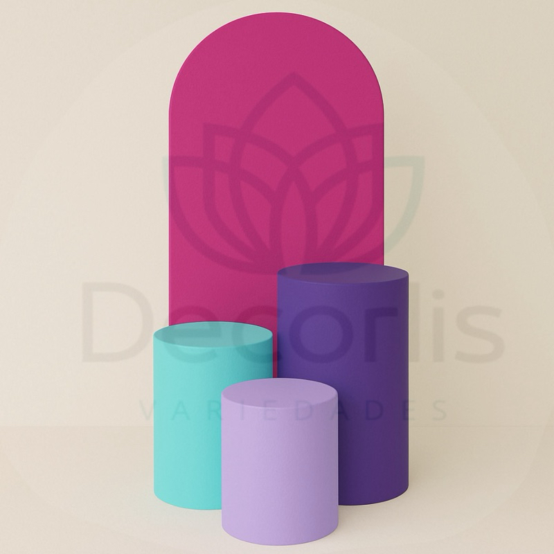 Kit de Capas Painel Romano Picolé Dupla Face 2X1 + Trio de Capas para Cilindros Personalizados nas Suas Cores