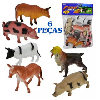 Kit Animais Fazenda Grande Fazendinha Brinquedo Borracha com 6 peças em Oferta na Shopee