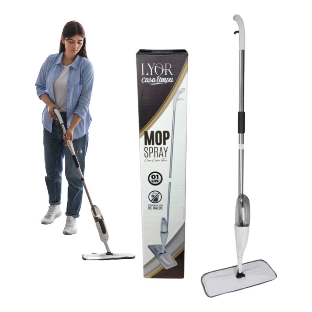MOP SPRAY FIT COM  RESERVATÓRIO 350ml RODO MÁGICO ESFREGÃO LIMPEZA VASSOURA GIRATÓRIA 360°