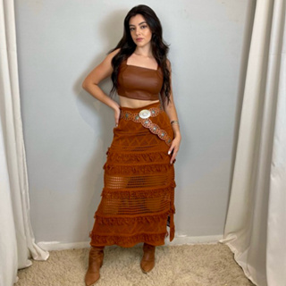 Saia Feminina em Tricot c\Fenda Dsigner Exclusivo c/ Franja Saia Versátil Saia Moderna em Oferta na Shopee