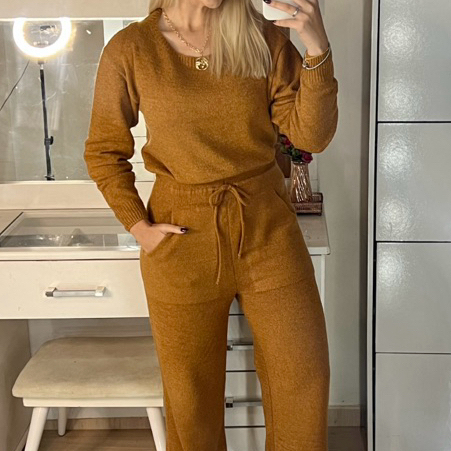 conjunto de Mousse outono inverno conjunto macio conjunto confortável quentinho fio mousse