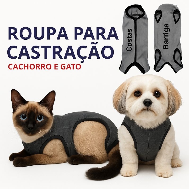 Roupa Pet Cirúrgica Para Castração- Cães e Gatos Pequeno médio e grande Porte