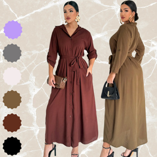 Vestido Feminina Chemise Social Longo em Oferta na Shopee