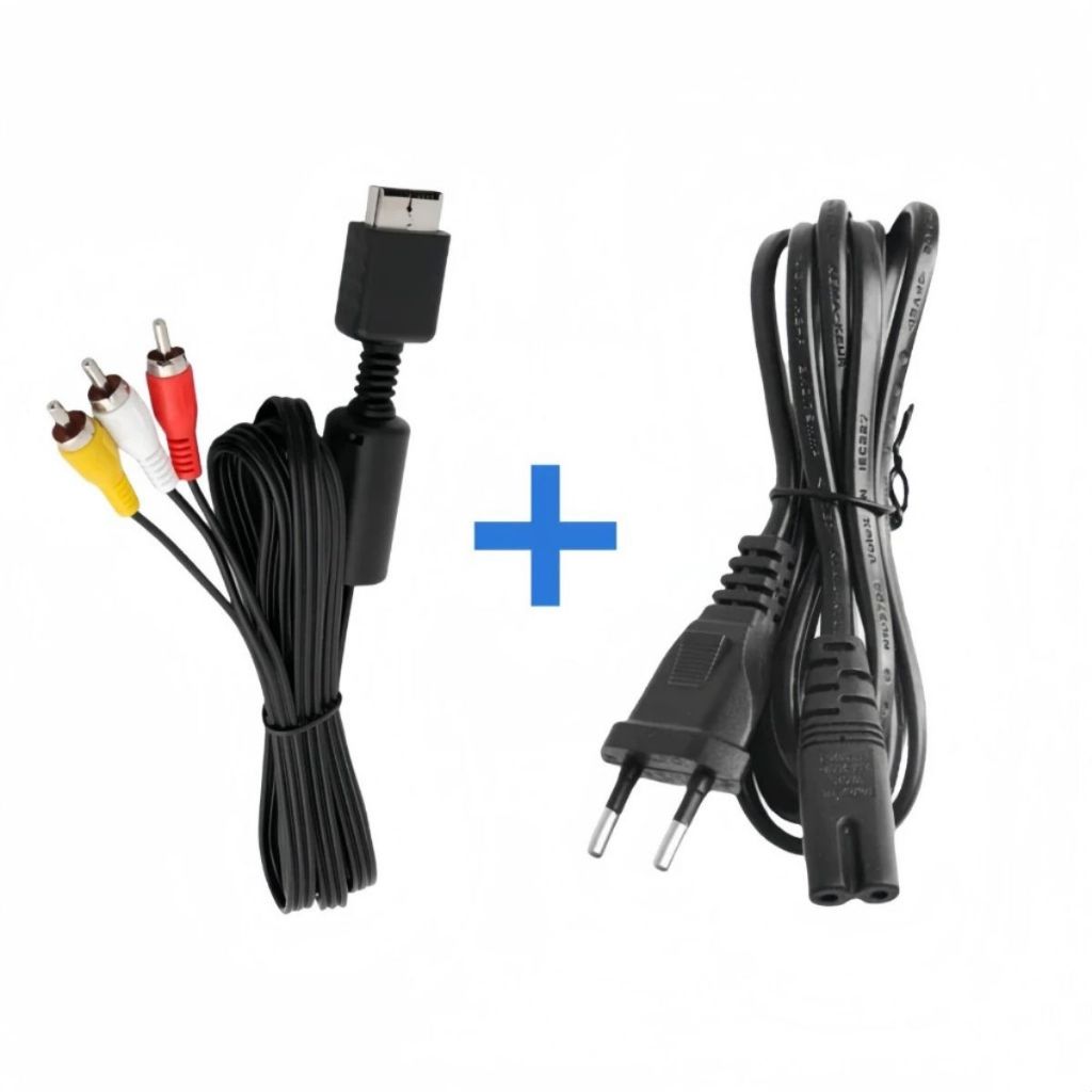 Cabo Av Audio E Video + Cabo de Energia Para Playstation 1, Ps2 E Ps3 Rca