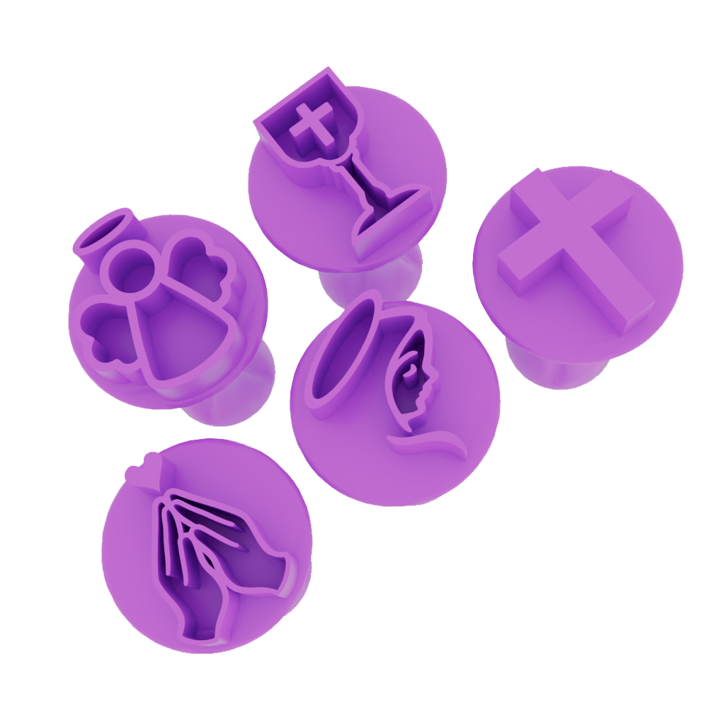 Carimbos Para Batizado Primeira Comunhão Eucaristia Docinhos Brigadeiros Massas Biscuit Kit 5 Peças PLA 3D em Oferta na Shopee