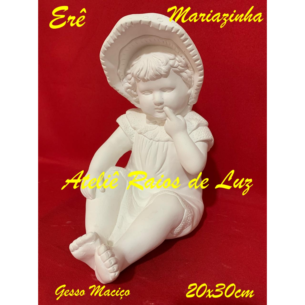 Erê Mariazinha Escultura em Gesso Cru 20x30cm – Umbanda e Candomblé