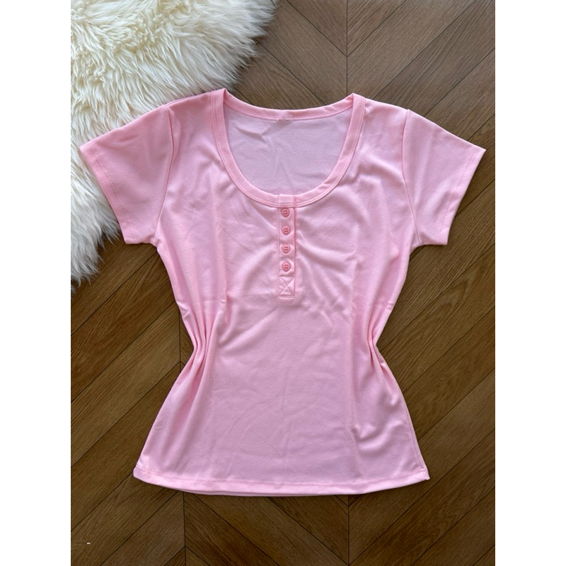 blusa algodão com botões 041/manga curta/moda feminina em Oferta na Shopee