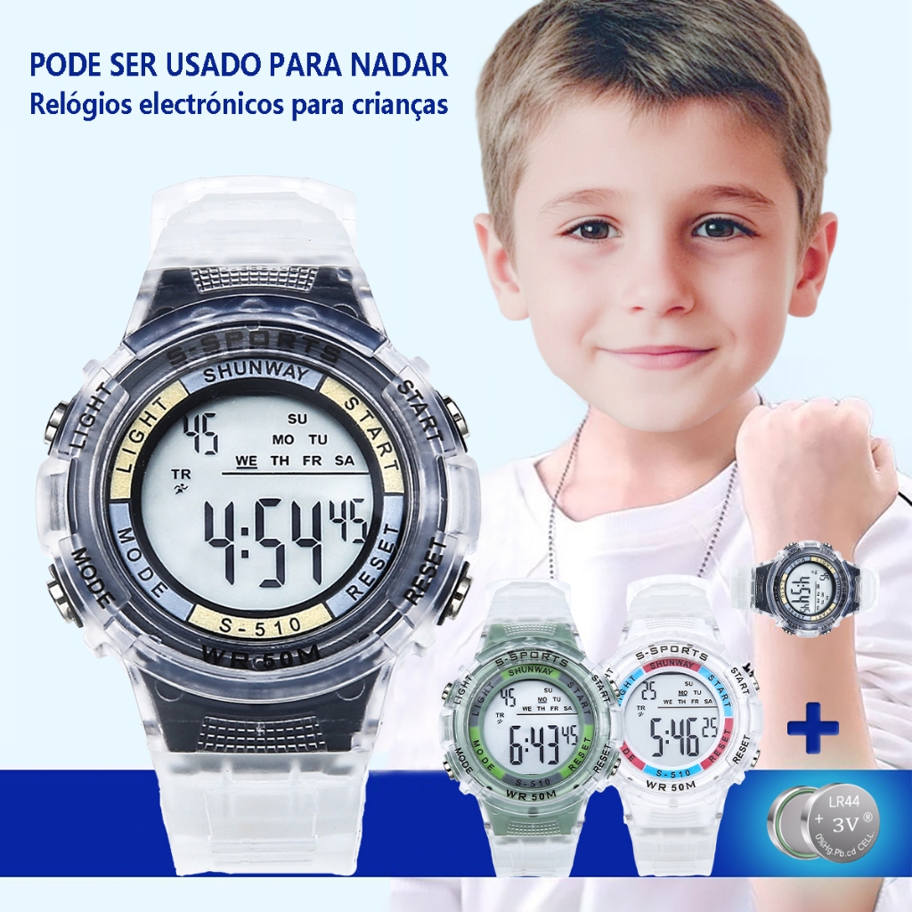 Relógio Infantil  À Prova D'Água Digital Relógios Luminoso LED Esportivo Cronômetro S510