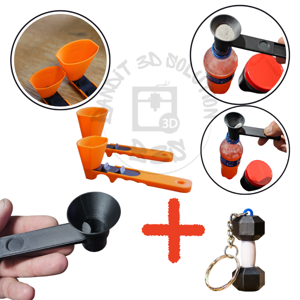 Kit Dosador Scoop Fitness para Whey, Pré-Treino e Suplementos + Chaveiro