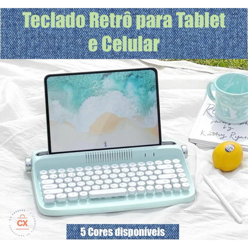 Teclado bluetooth Retrô para tablet e celulares