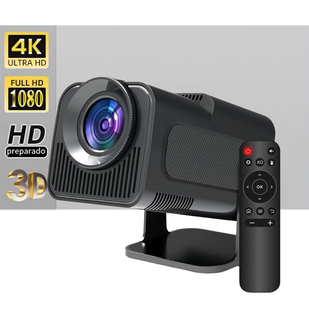 Portátil Mini Projetor HY320 LCD +LED 4K Full HD Wi Fi e Bluetooth Interface dupla USB 5W palestrante Suporte 36 idiomas