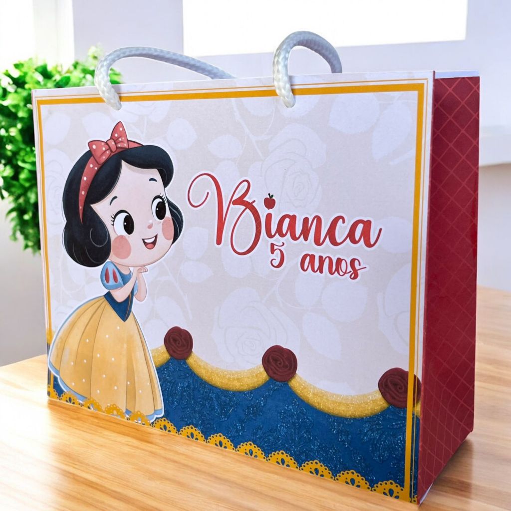 Sacolinha Branca de Neve Personalizado | Sacolinha | Lembrancinha | Mimos | Aniversário Princesas