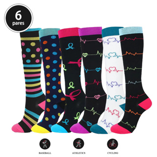 Jcolour 6 Pares Meias De Compressão Joelho Alto 30mmHg Esportivas Diabetes Varizes Correndo Ciclismo em Oferta na Shopee