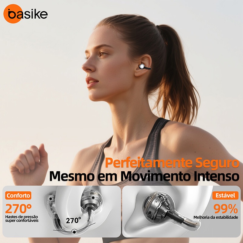 Basike Fones De Ouvido Sem Fio Bluetooth TWS , Fones clipe Condução Óssea Fone Alta Fidelidade Aberto Wearable , fon261 - detalhe