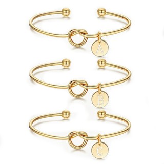 Pulseira ouro prata Moda pulseira aberta Letras inglesas A-Z pulseira aberta Pulseiras femininas
