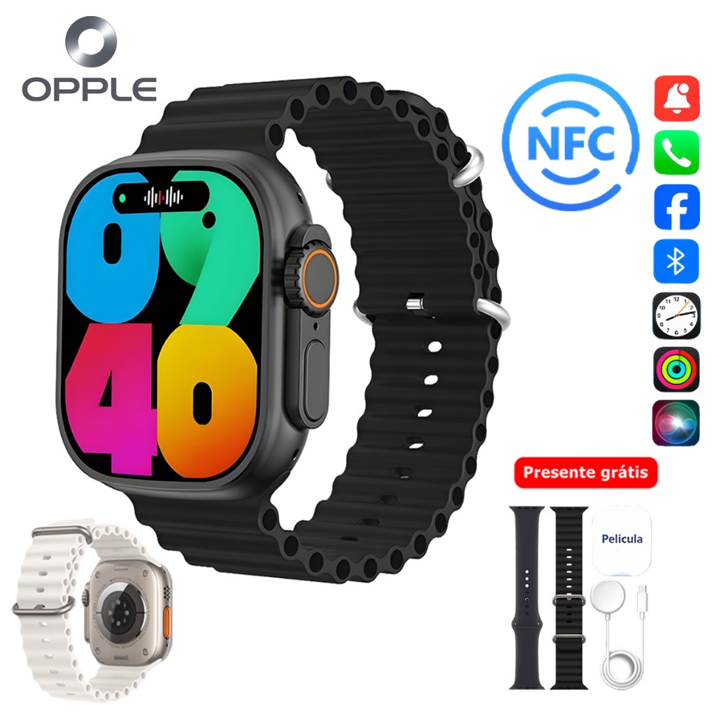 Imagem Opple-Relógio Smartwatch Original Ultra Série 49mm, GPS, NFC, Monitor de Pressão Arterial