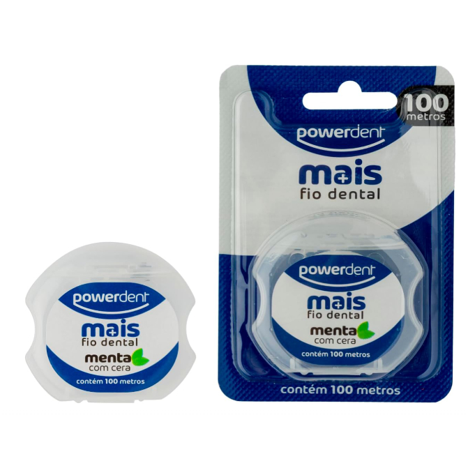 Fio Dental com Cera PowerDent Light Menta 100 M