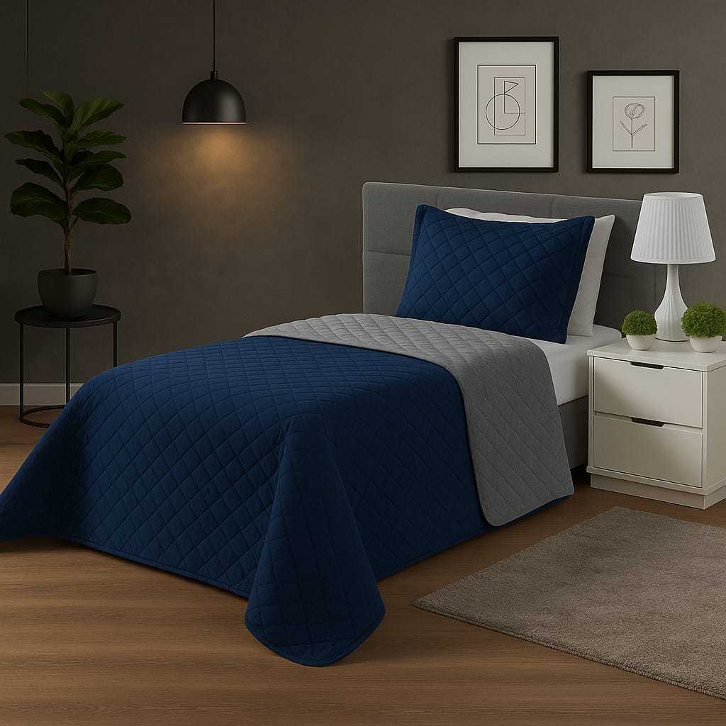 Kit Colcha Cobre Leito Solteiro Dupla Face Estampa Bouti