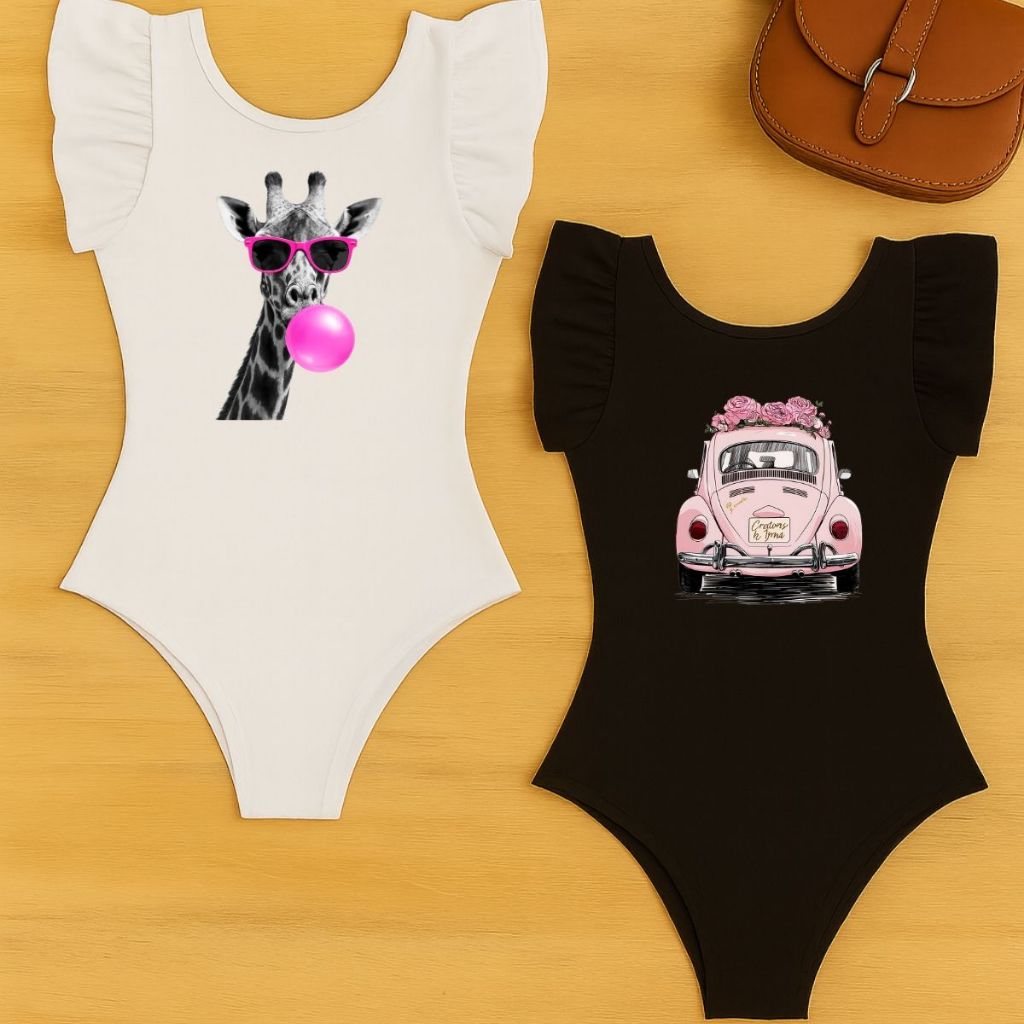 Kit 2 Body Infantil Estampa Verão Mini Diva Estiloso Babado Regata Confortável Look De Menina em Oferta na Shopee