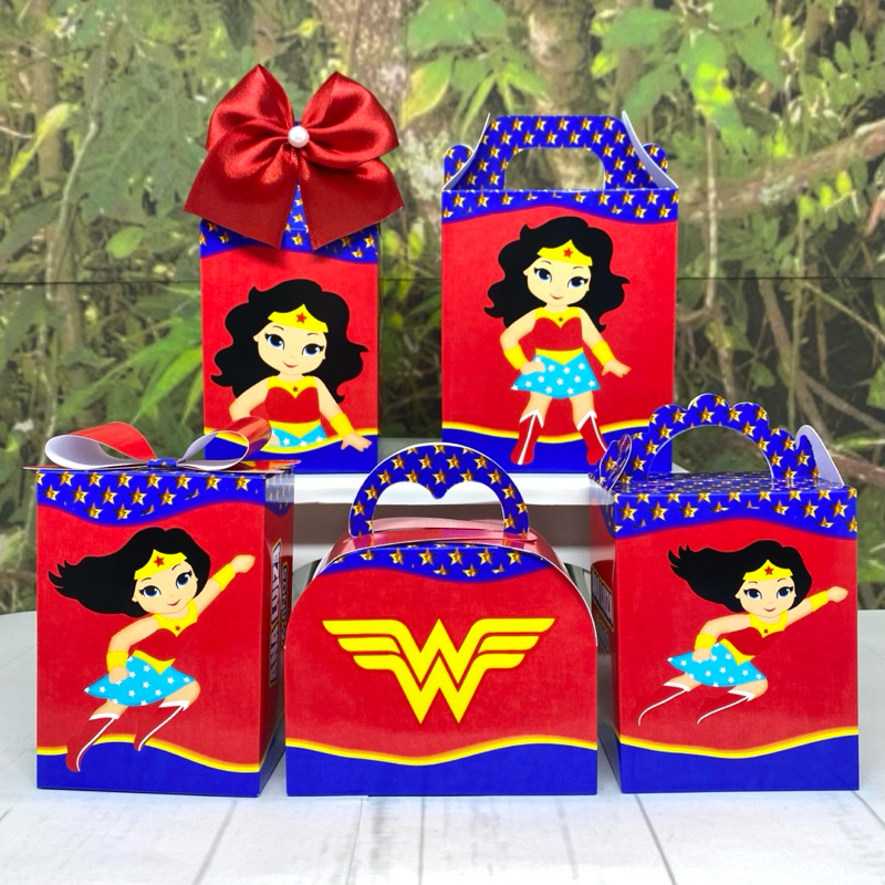 Caixinhas personalizados lembrancinhas aniversário Kit festa Mulher maravilha