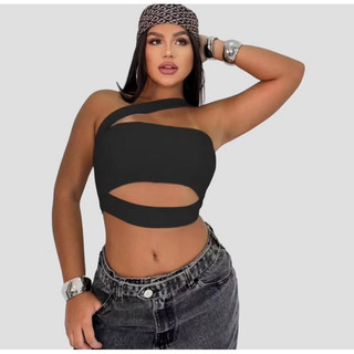 Cropped Níquel Faixa Transversal Com Bojo Moda Gringa Verão cropt cropet blusinha tendencia Blogueira