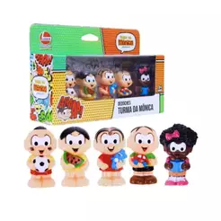 Brinquedo Infantil Dedoches Turma da Mônica Kit com 5 Líder Vinil Macio Bebê Presente Criança