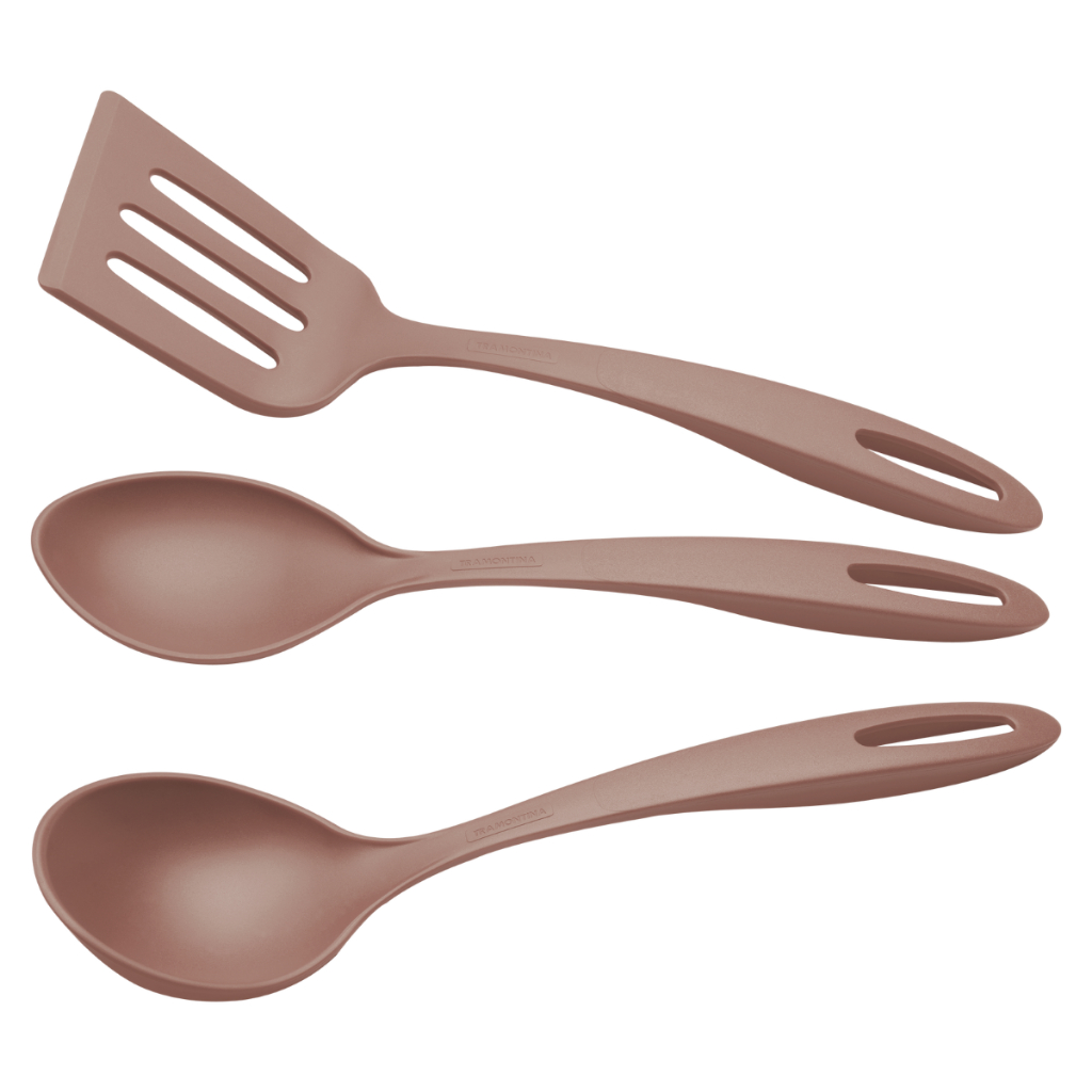 Jogo de Utensílios Tramontina Ability Mocaccino 03 Peças Colher Concha Espátula em Oferta na Shopee