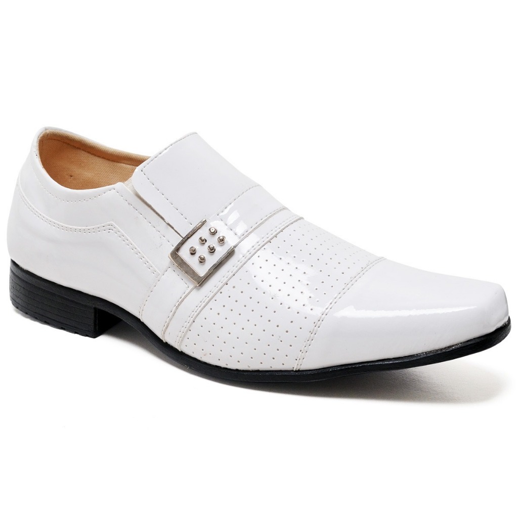 Sapato Social Masculino Confort Branco com Detalhe em Metal
