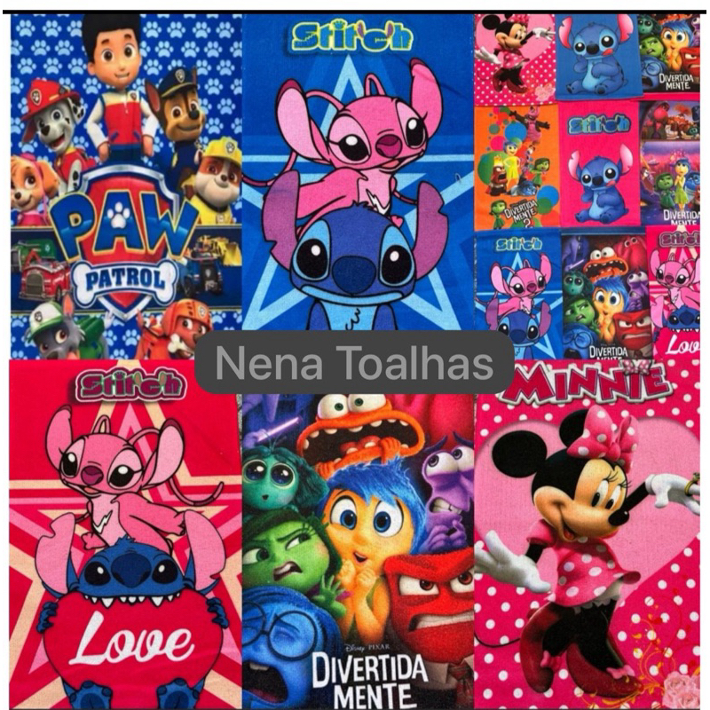 Kits 2 Toalha  Infantil Pequena  de Rosto mão, Para Lancheira escolar, vários Personagens
