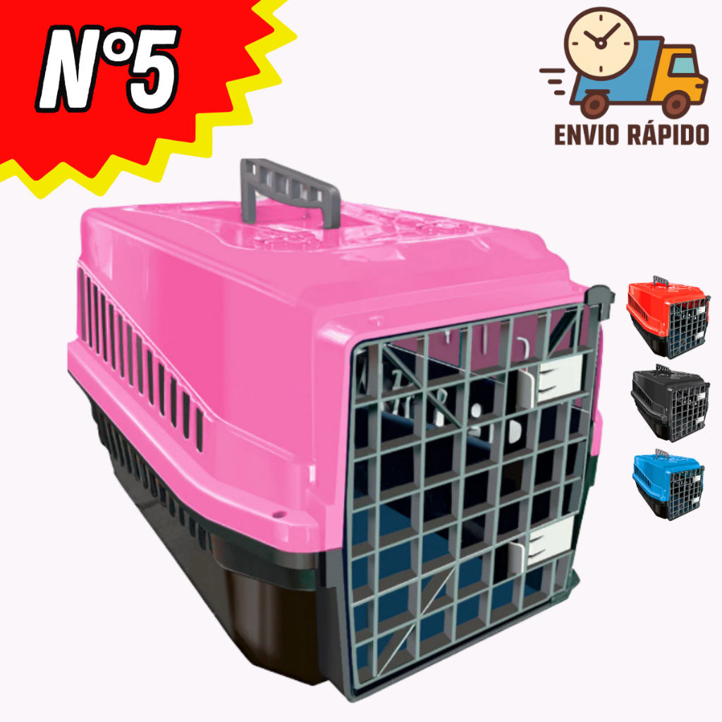 Caixa de Transporte Viagem N5 Pet até 15kg Cachorro Gato Resistente com Alça Segura