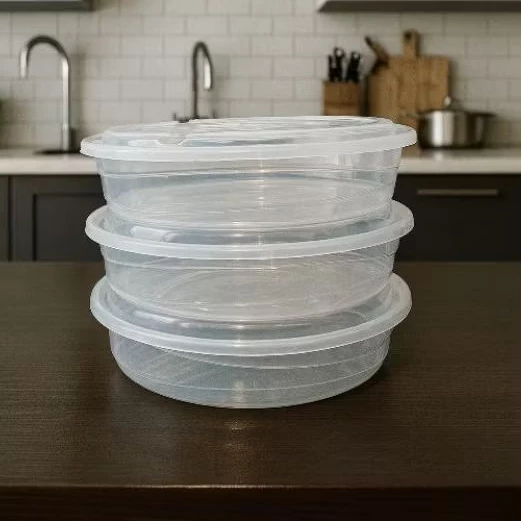 Torteira Redonda  4L Transparente com Tampa Recipiente Vasilha Plástica Pote Alimento Cozinha