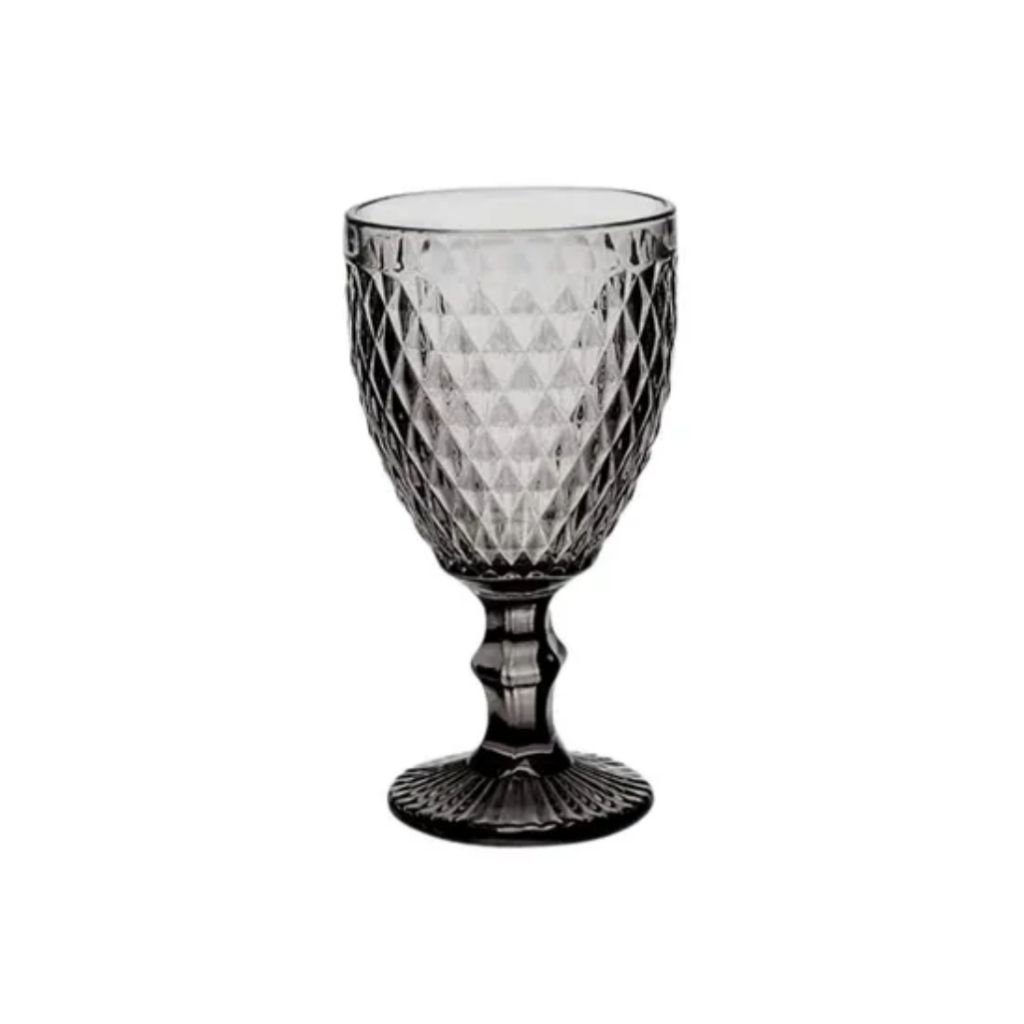 Taça de Vidro Fume 245ml Bico de Jaca /Diamond / Bico de Abacaxi – Taça para Vinho e Água