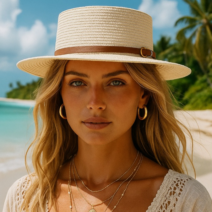 Chapéu de Praia Maleável Modelo Paris Luxo com Faixa de Couro Ecológico em Oferta na Shopee